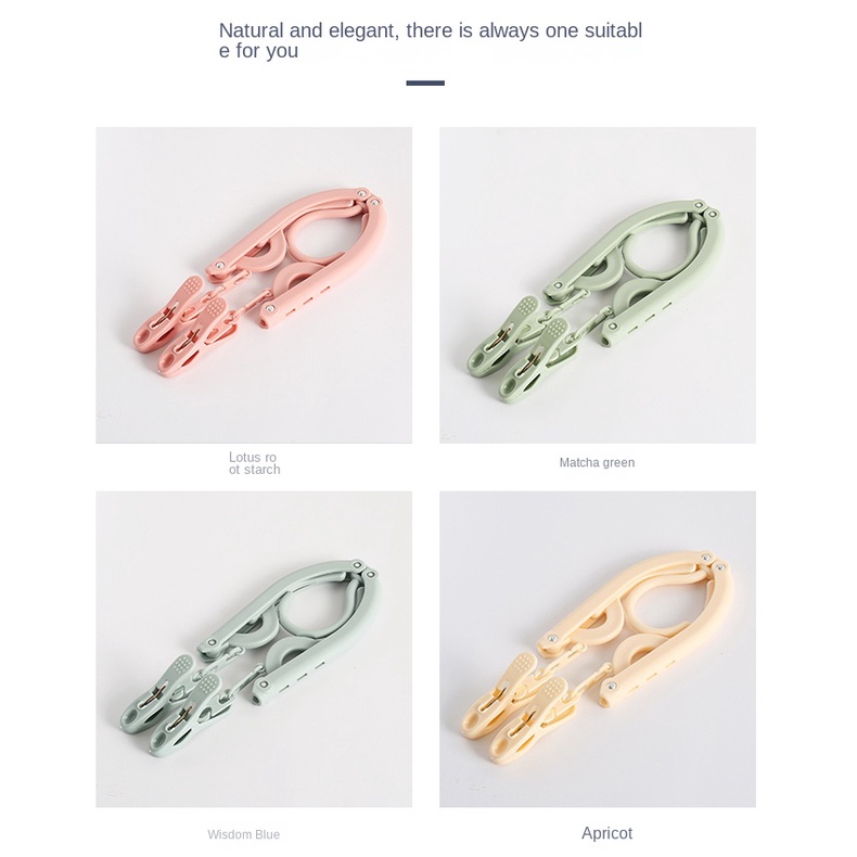 Móc Treo Quần Áo Bằng Nhựa Có Thể Gấp Gọn Chống Trượt Màu Sắc Đơn Giản Tiện Dụng