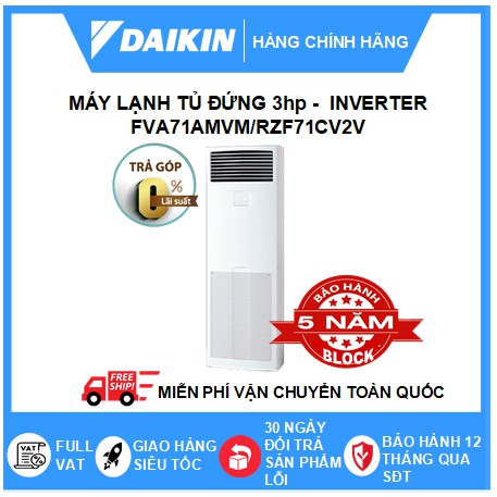 Máy Lạnh Tủ Đứng Đặt Sàn Daikin Inverter - R32 - Remote Không Dây Một Chiều Lạnh Sky Air FVA71AMVM/RZF71CV2V+BRC4C66