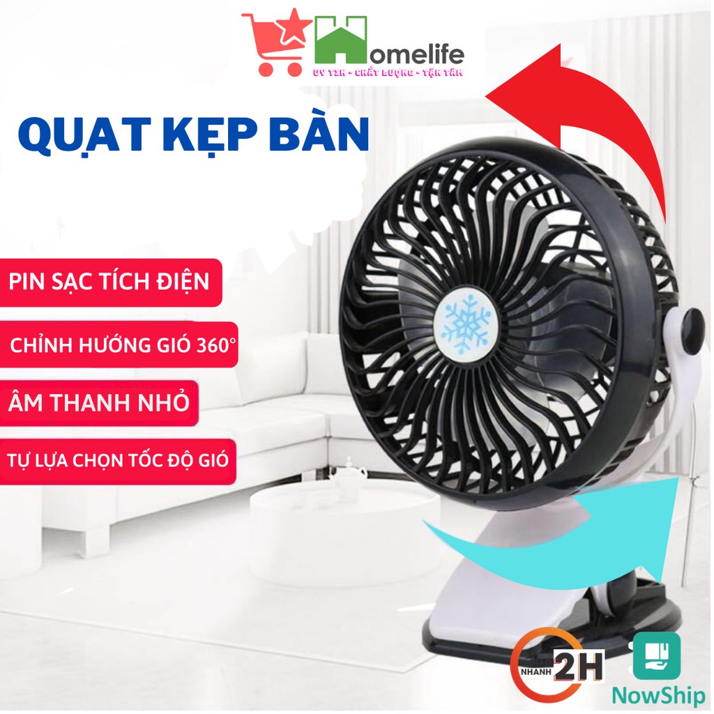 Quạt Sạc Pin Tích Điện Có Chân Kẹp Bàn,Kẹp Xe Đẩy Xoay 360 Độ F168, 3 Tốc Độ Gió, Màu Sắc Đa Dạng Sử Dụng An Toàn