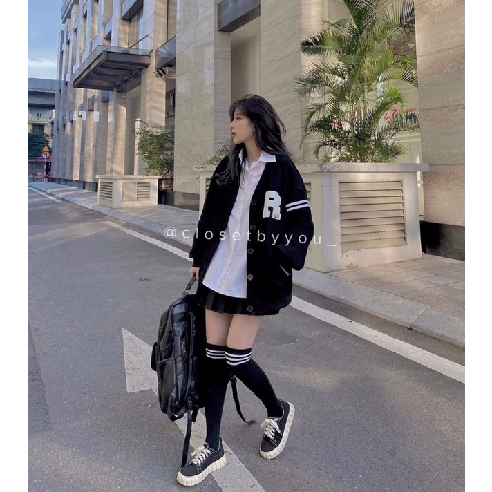 Áo khoác cardigan nỉ bông thêu R ( Ảnh thật ) | BigBuy360 - bigbuy360.vn