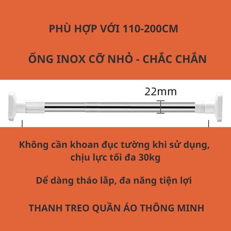 Thanh Treo Quần Áo, Thanh Treo Rèm Không Cần Khoan Tường