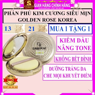 Phấn phủ dạng nén kiềm dầu dạng nén Golden Rose hàn quốc che khuyết điểm dưỡng trắng da cho da dầu mụn nhờn khô nhạy cảm