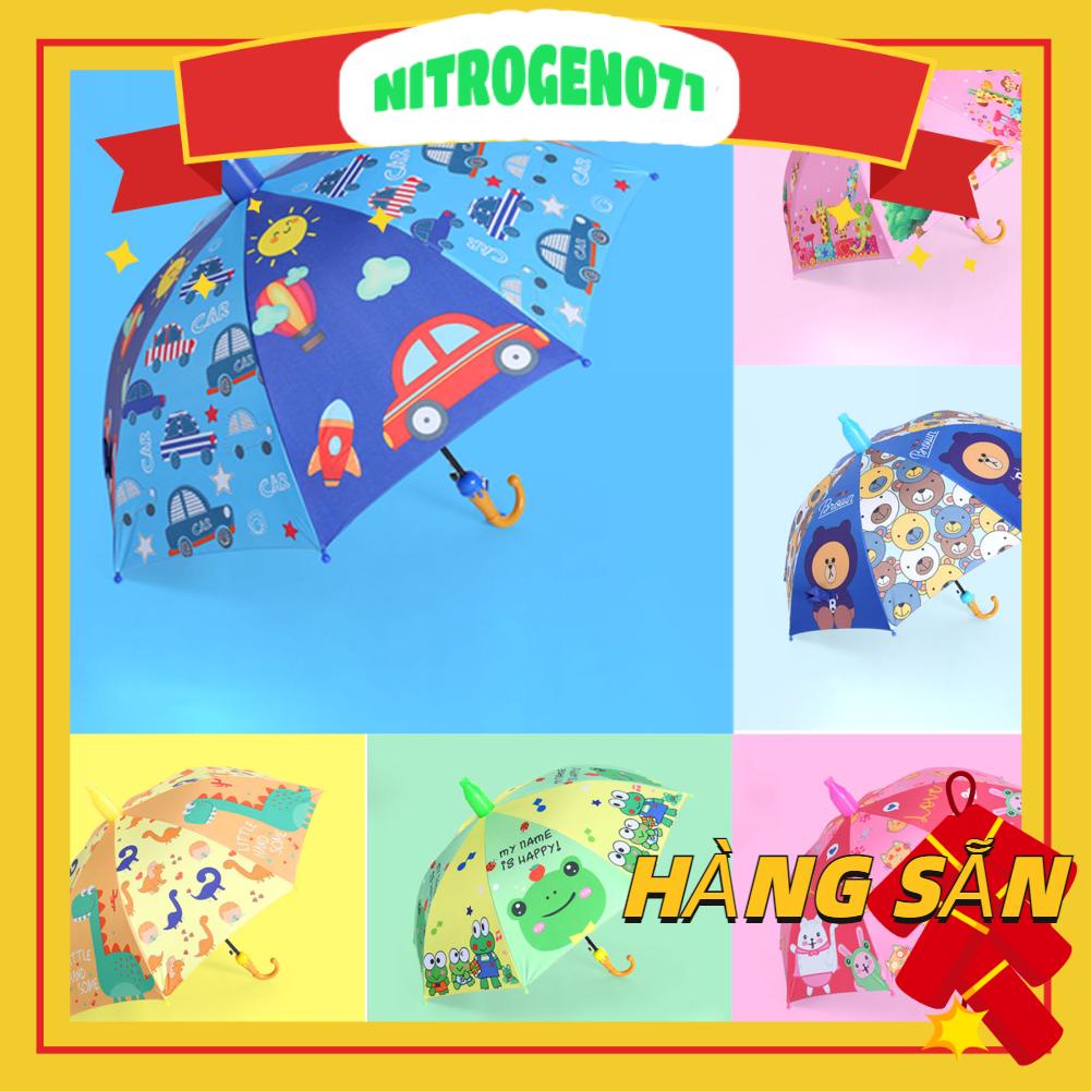 Nitrogen071 Ô tay cầm hoạt hình dài Hoàn toàn tự động Mẫu dễ thương Sử dụng kép dù trẻ em cho mẫu giáo