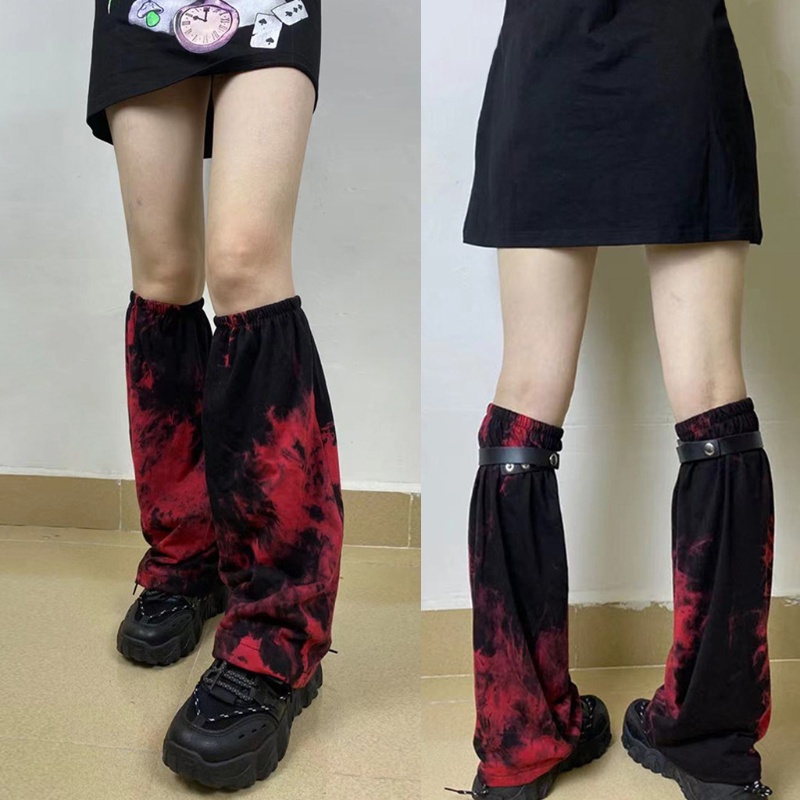 Vớ ống loe co giãn giữ ấm chân màu gradient phong cách Harajuku punk Nhật Bản cho nữ