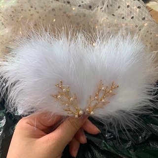 Cặp cài tóc lông trắng nhỏ