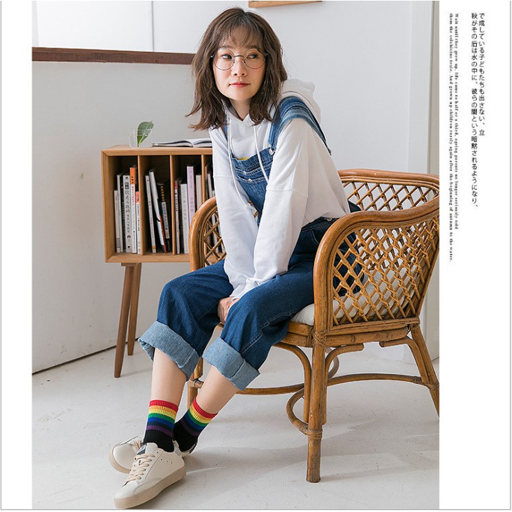 Vớ cổ trung cầu vồng hip hop