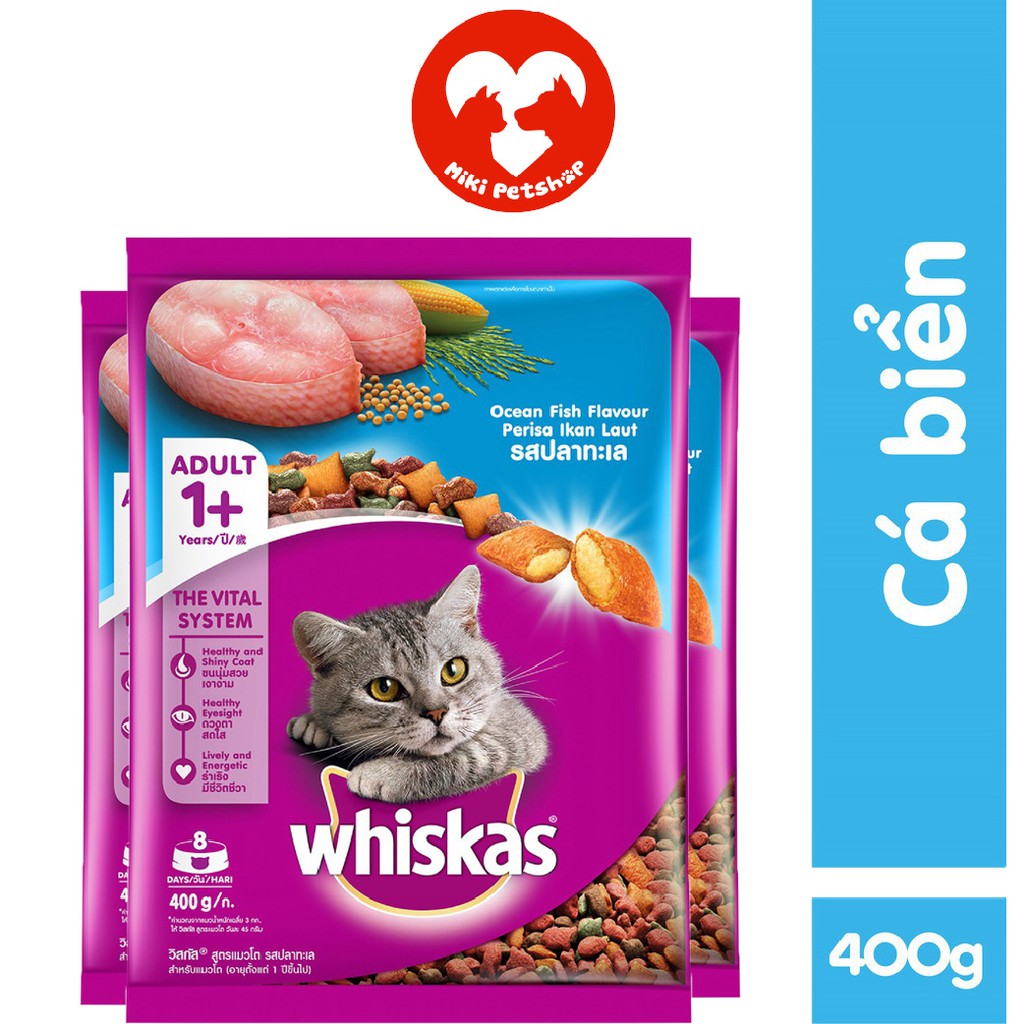 Thức Ăn Cho Mèo Lớn Hạt Whiskas 400g Đủ Vị - Miki Petshop