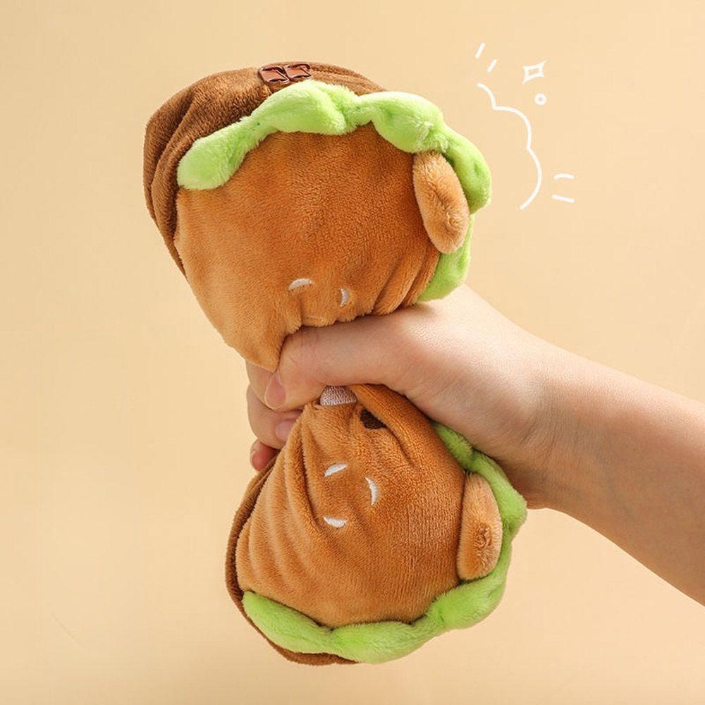 Túi Đựng Bút Hình Bánh Hamburger Cỡ Lớn Bằng Lông Nhung Màu Cầu Vồng Xinh Xắn