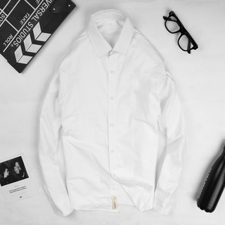 [FOLLOW TẶNG 20K] Áo sơ mi nam cao cấp trơn - OXFORD trắng không túi