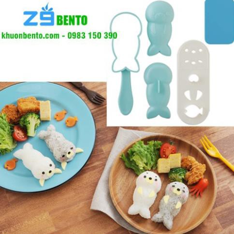 Bộ dụng cụ ép cơm hải cẩu kèm tấm cắt trang trí - Cao cấp