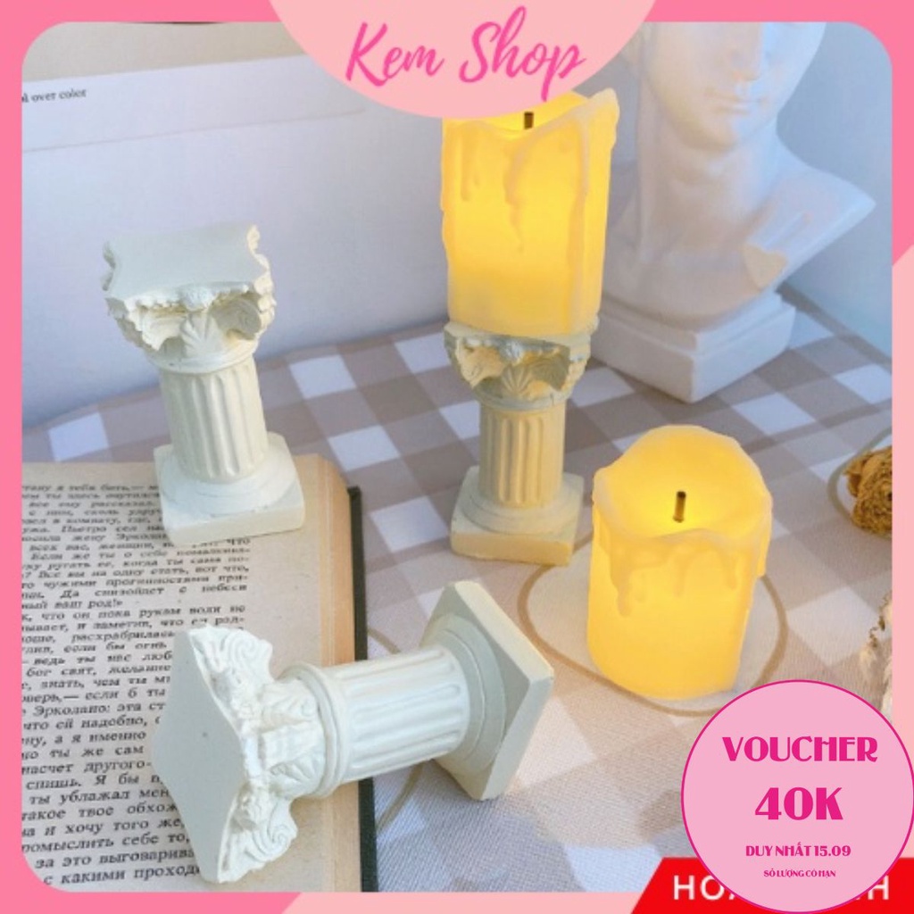 Nến Điện Tử Mô Phỏng Nghệ Thuật La Mã Phong Cách Retro Trang Trí Decor Chụp Ảnh - Kemshop K168
