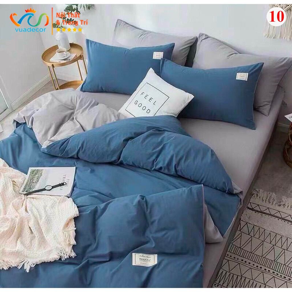 Set vỏ chăn ga gối cotton VUADECOR màu trơn trang trí, decor phong ngủ phong cách Hàn Quốc cao cấp