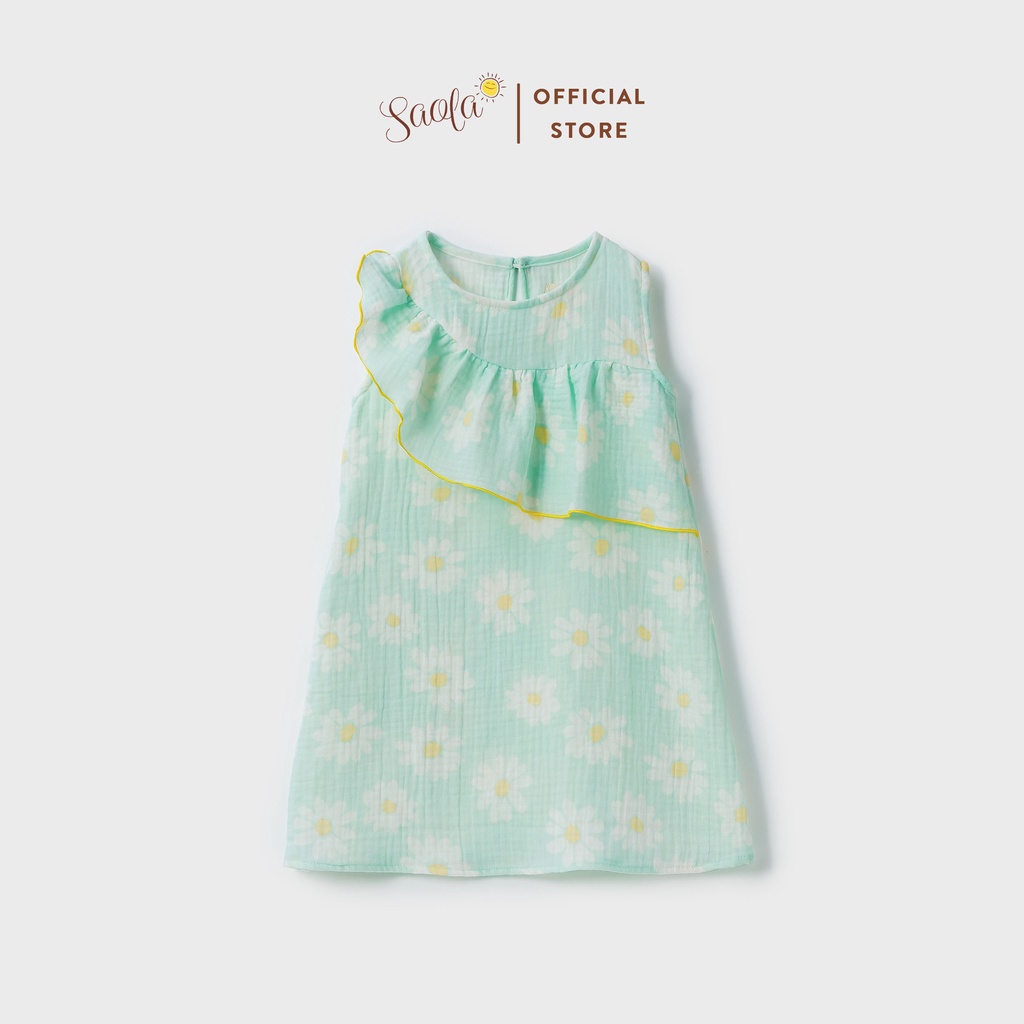 Đầm/ Váy Bé Gái Cổ Tròn Phối Bèo Trước Ngực Chất Liệu Muslin Thoáng Mát - LUNA DRESS - DRM024 - SAOLA KIDS CLOTHING