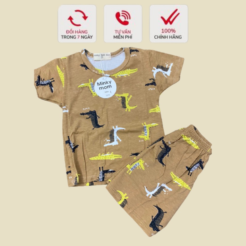 Bộ cộc tay cho bé MINKY MOM, quần áo trẻ em cho bé trai bé gái Xu Xu Kids chất cotton size từ 7 đến 18kg