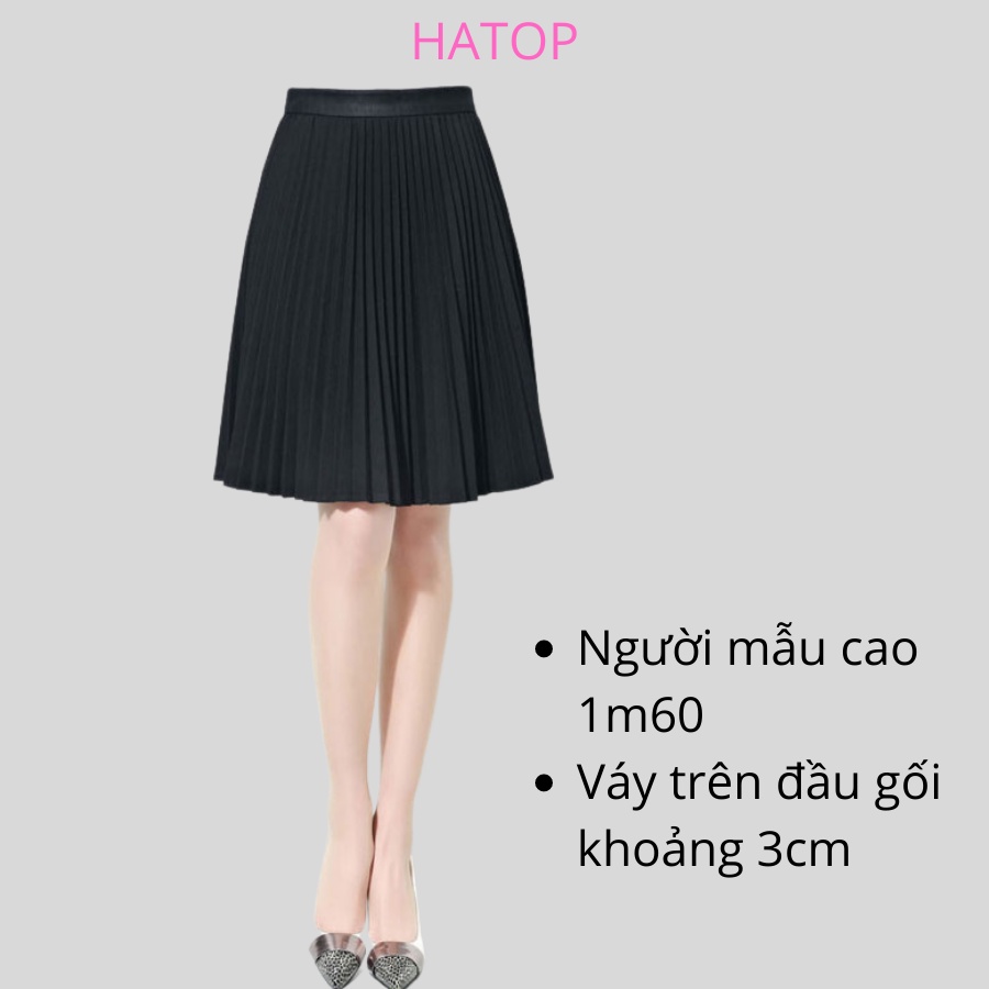 Chân váy xếp ly đen HATOP cao cấp vải cát len CVXD006