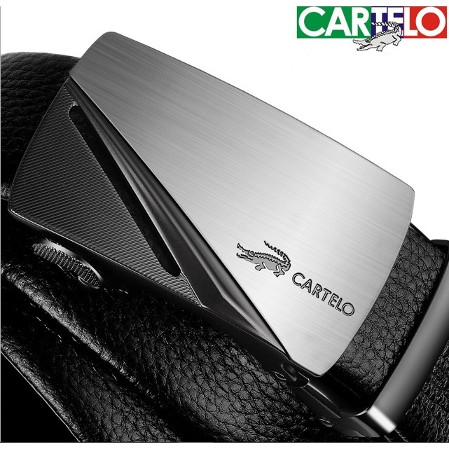 [CARTELO - HÀNG HIỆU] Thắt Lưng Da Nam Cao Cấp CARTELO Thắt Lưng Nam Da Bò 2 Lớp 100% Khóa Tự Động KG02 -Đồ Da Kingshop