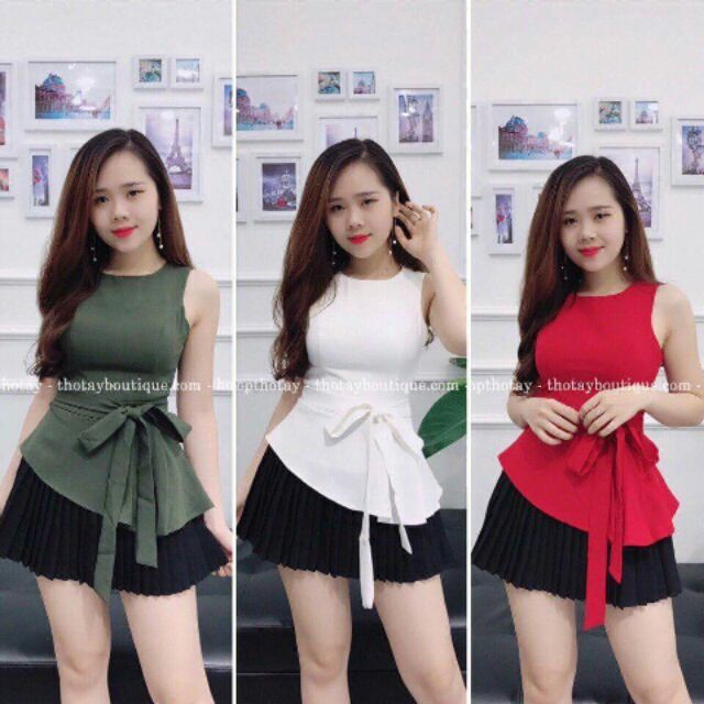 Set cv dập ly + áo pelum nơ xéo