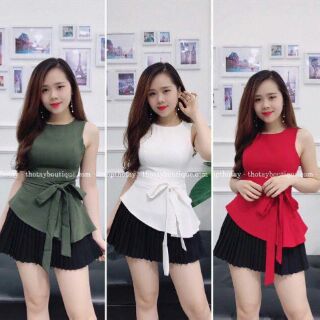 Set cv dập ly + áo pelum nơ xéo