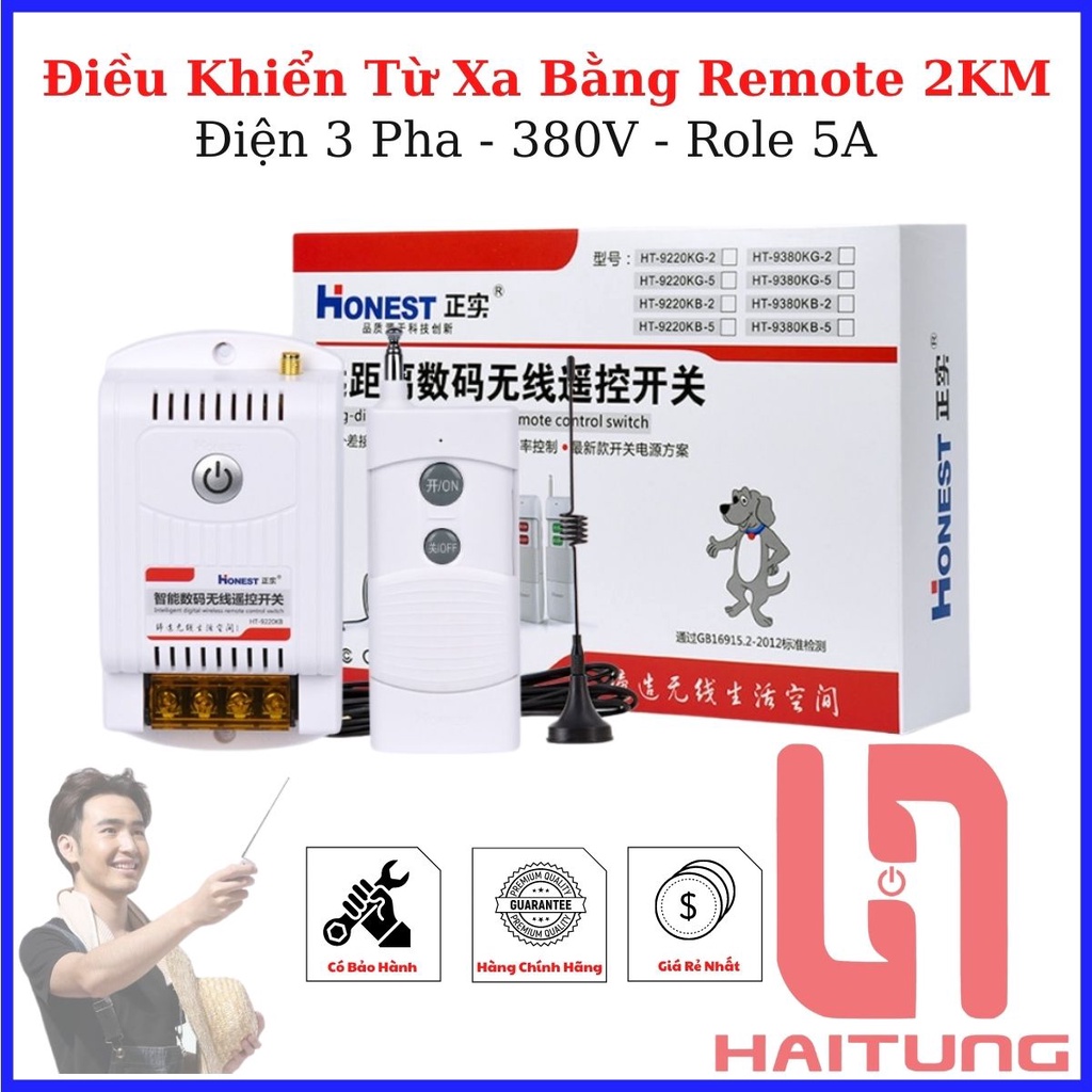 Công Tắc Điều Khiển Từ Xa 2 Km Honest HT9380KG-2, Nguồn 380V. Thiết bị điện Hai Tùng