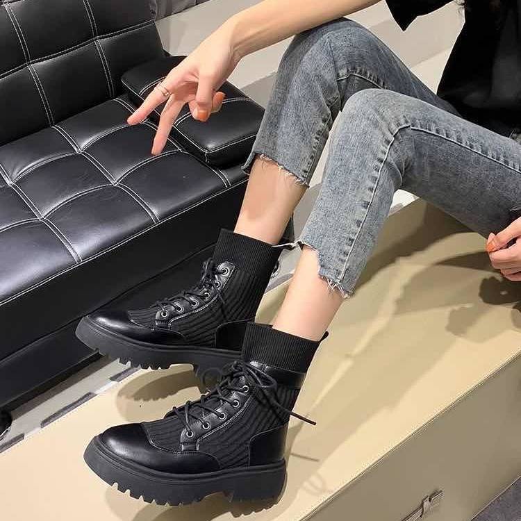 Giày Boot Đế Dày Thiết Kế Mới Thời Trang Mùa Thu Đông Theo Phong Cách Anh