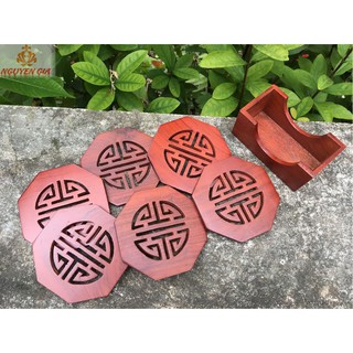 Đế lót ly gỗ chữ Thọ