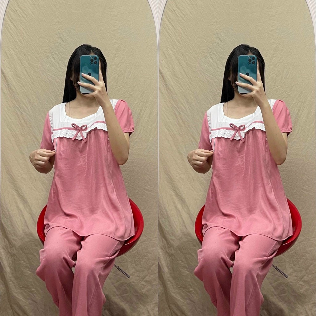 Bộ đồ bầu mùa hè kết hợp sau sinh cho con bú