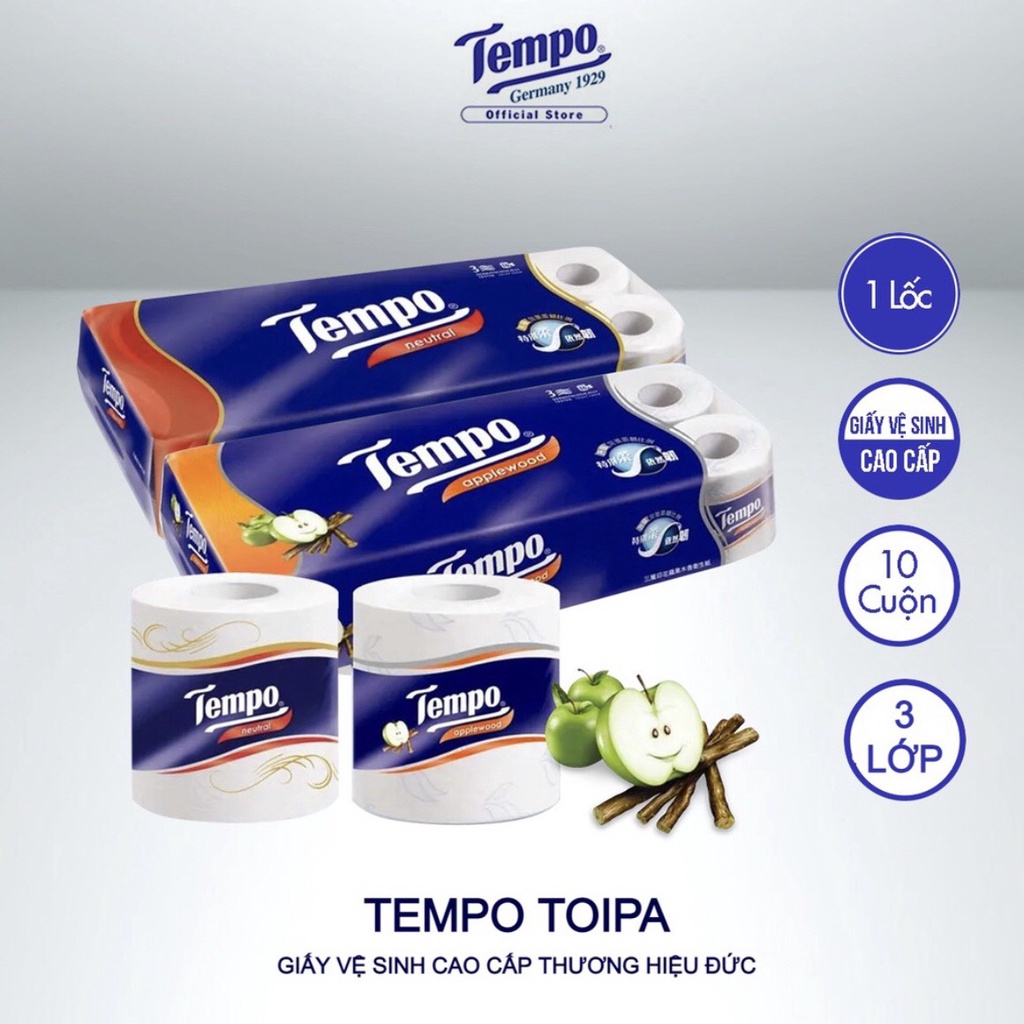 Giấy Vệ Sinh Tempo Cao Cấp (Lốc 10 Cuộn) - Thương hiệu Đức