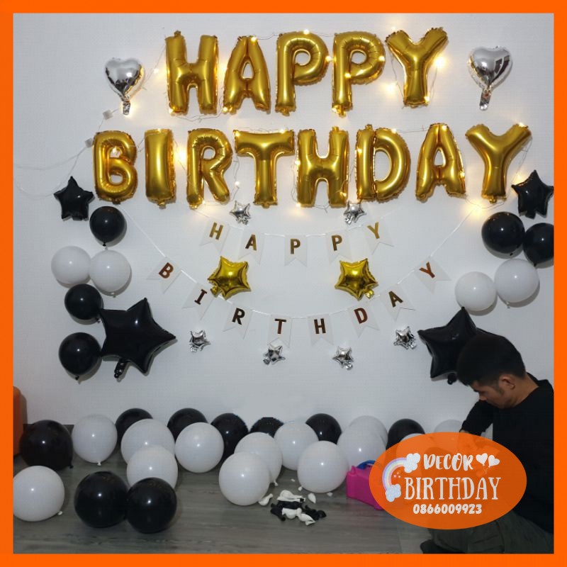 Set Trang Trí Sinh Nhật Siêu Rẻ CHỈ 139K Đầy Đủ Như Hình, Dây Đèn Led 3m, 50 Quả Bóng Bay, Tặng Kèm Đồ Bơm Băng Dính