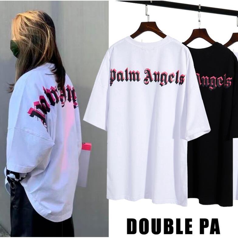 Áo Thun Cotton Ngắn Tay In Chữ Palm angels Thời Trang Trẻ Trung Cho Nam Nữ