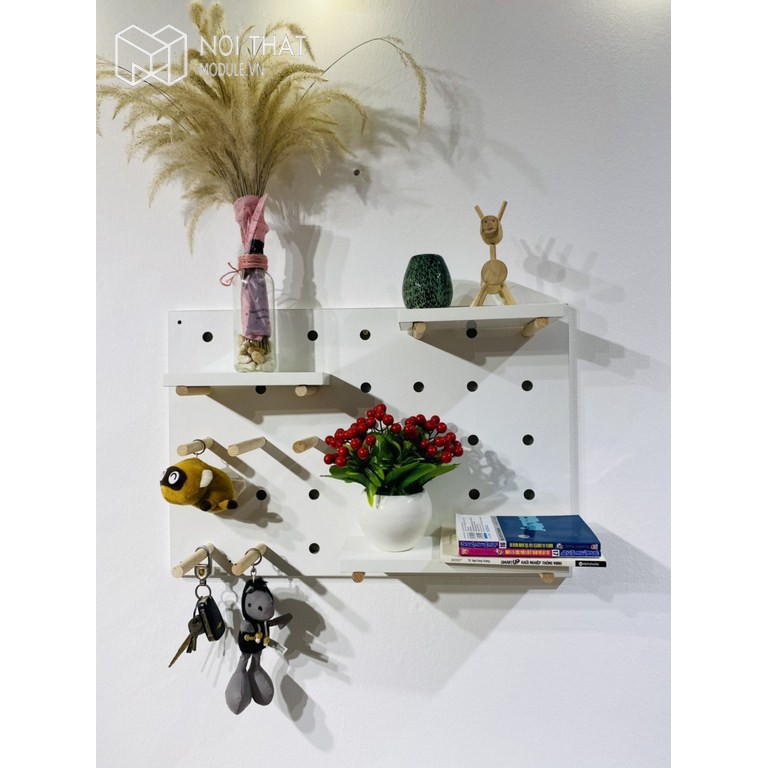 Bảng Trang Trí Lỗ, Bảng Trang Trí Pegboard Gỗ Tự Nhiên kích thước 40cm x 60cm.