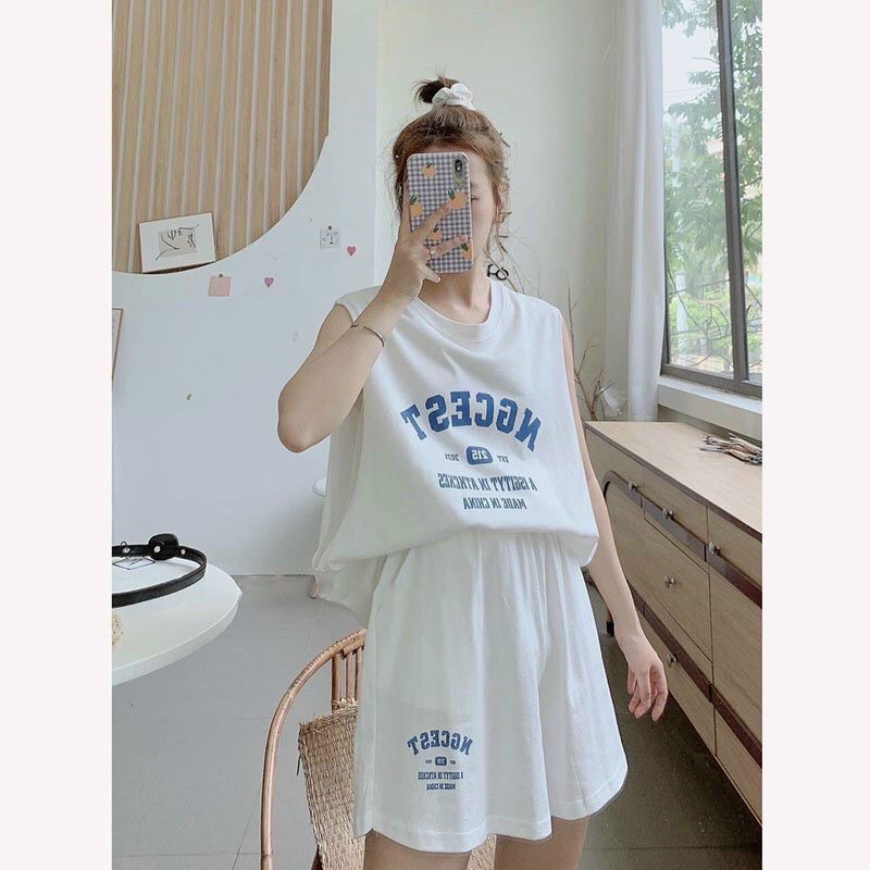 Bộ đồ 3 lỗ dành cho nữ in NGCEST,chất cotton đem lại cảm giác thỏa mái khi vận động