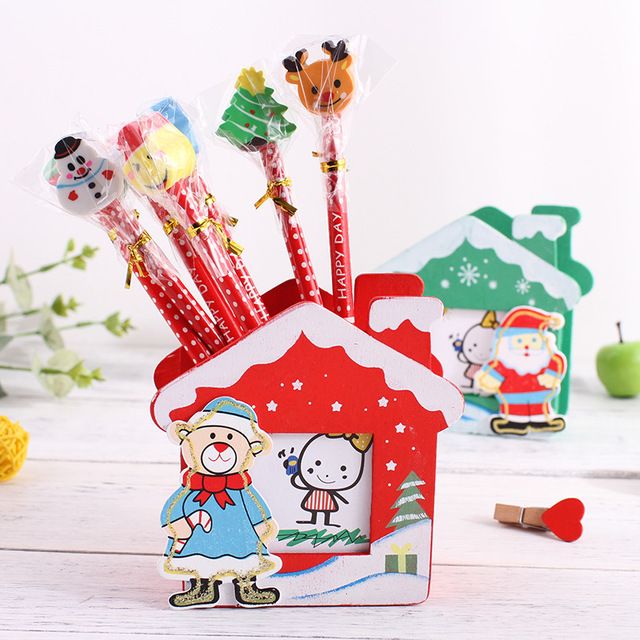 Ống cắm bút gỗ để bàn hình noel cute dễ thương giá rẻ cho bé NATO HB05