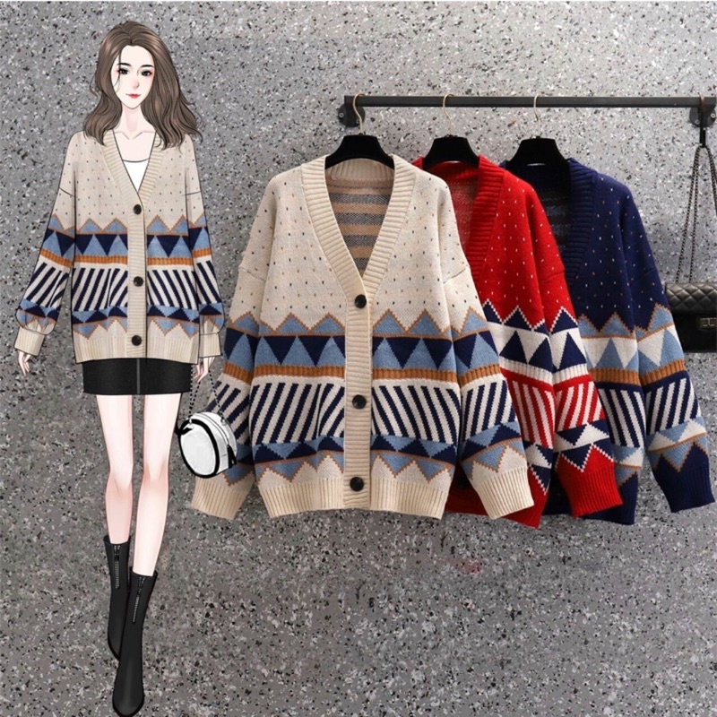 [ÁO KHOÁC] Cardigan Họa Tiết Kẻ Ô Chất Len Dày Dặn Dành Cho Nữ