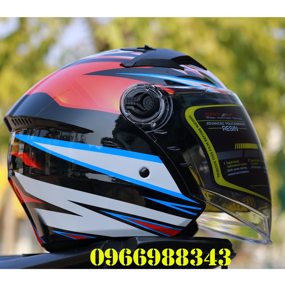 Mũ Bảo Hiểm 3/4 Royal M268 Tem Basani Có 2 Kính Chính Hãng Size L và XL Cho Nam và Nữ, Bảo Hành 12 Tháng_phuot