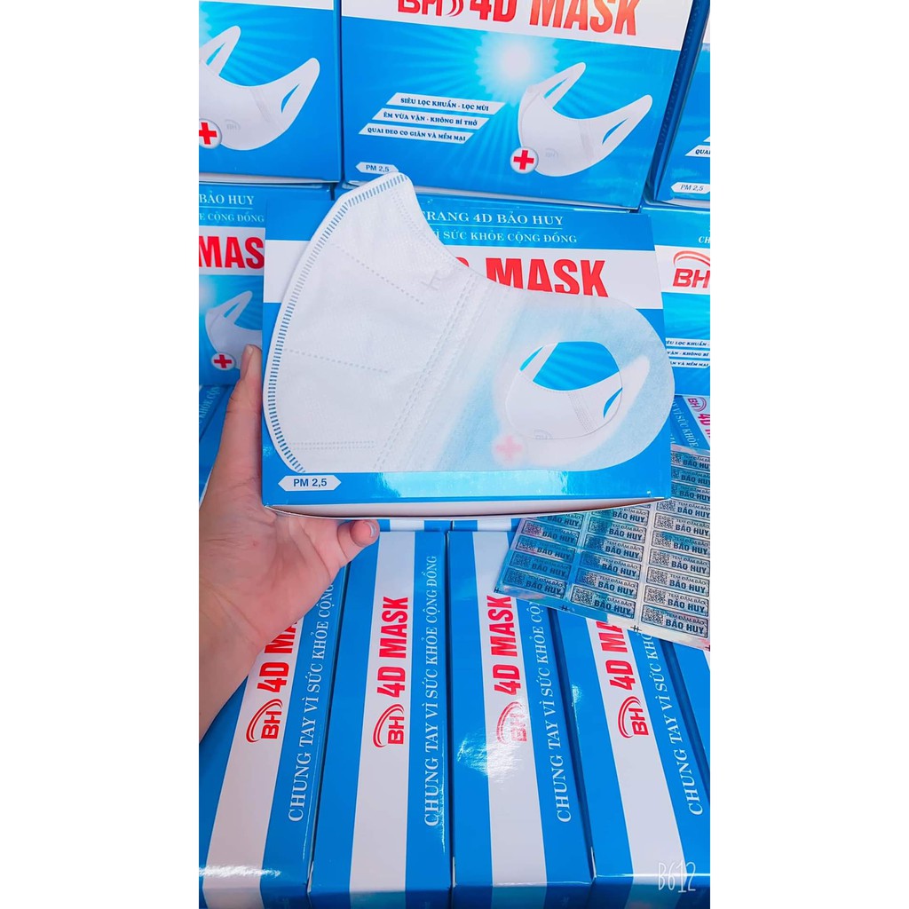 Khẩu Trang 4D Mask Bảo Huy Công Nghệ Nhật Bản Chống Giọt Bắn, Khói Bụi Hộp 50 cái