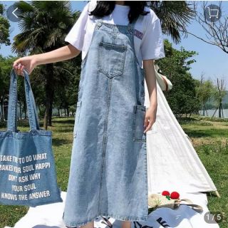 Yếm jeans dài ulzzang order, có ảnh thật