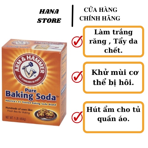 Bột nở Baking Soda đa công dụng làm đẹp nấu nướng tẩy trắng quần áo vệ sinh nhà cửa Mỹ Phẩm Hana 454g