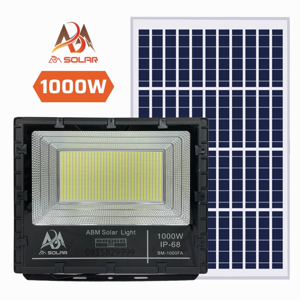Đèn Năng Lượng Mặt Trời, Đèn Pha Chiếu Sáng Trong Nhà, Công Suất 1000W, IP68 Chống Nước, Cao Cấp - ABM SOLAR