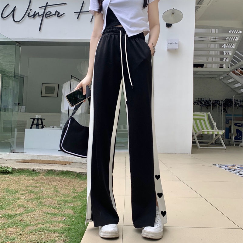 Quần Thể Thao Ống Rộng Màu Đen Thời Trang Mùa Hè Cho Nữ