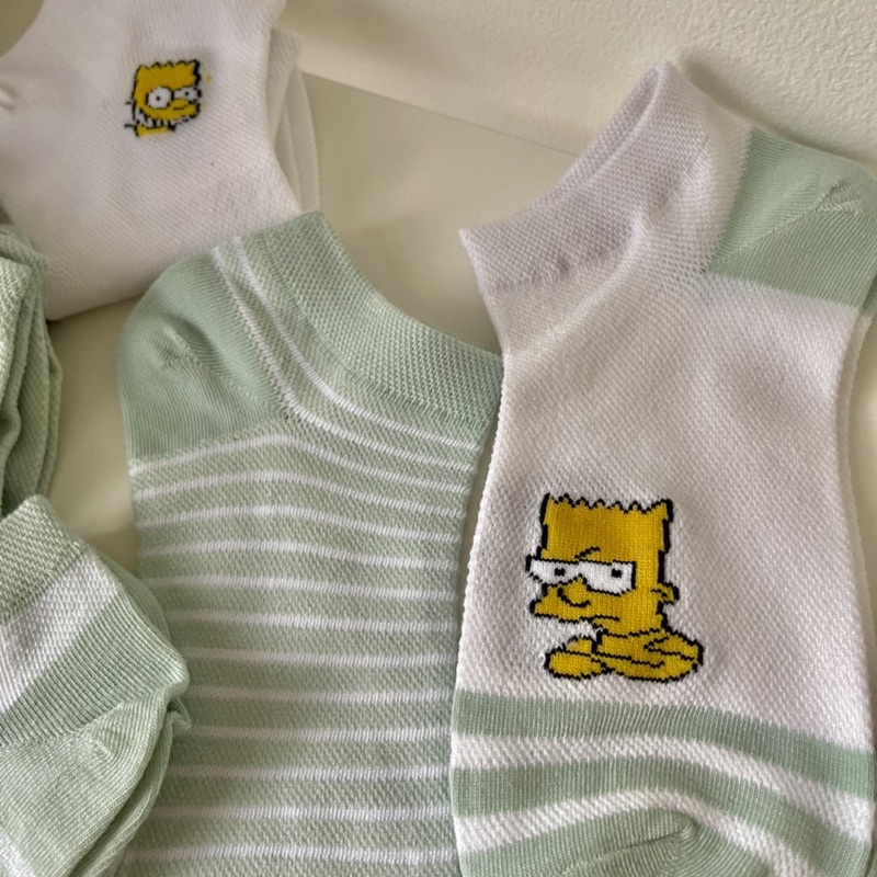 Tất vớ nữ cổ ngắn - combo tất vớ hoạ tiết hoạt hình Simpsons phong cách Hàn Quốc dễ thương