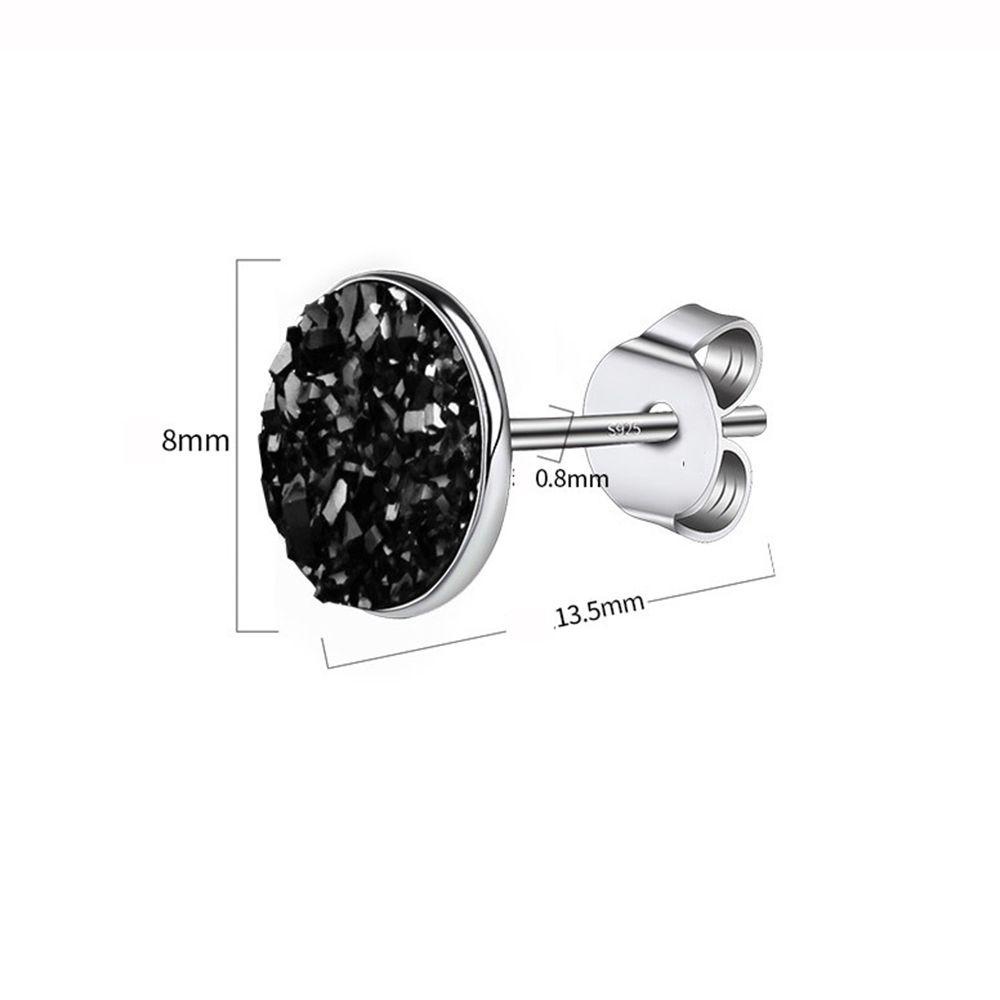 Khuyên tai hình tròn đính đá mã não nhiều màu phong cách punk Hàn Quốc đơn giản cá tính cho nam