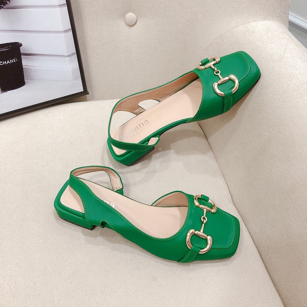 Sandal gót 2p mũi tròn khóa siêu sang chất da mịn đẹp lên chân tôn dáng - Chị Chảnh Store