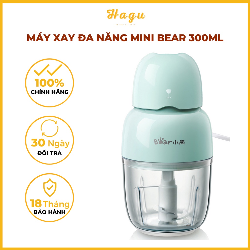 Máy Xay Sinh Tố Mini Bear Đa Năng Xay Thịt, Đồ Ăn Dặm Cho Bé Bản QUỐC TẾ Bảo Hành 18 Tháng. Máy xay đa năng Hagu