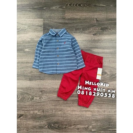 B346 - Áo sơmi kèm quần jogger nautica bé trai