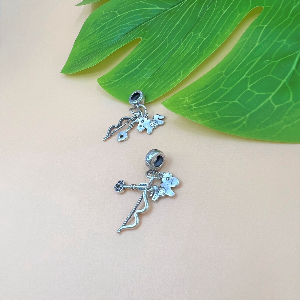 Charm móc treo ngựa mũi tên và cung tên bạc thái - Charm Bạc 925 - Mã CA860
