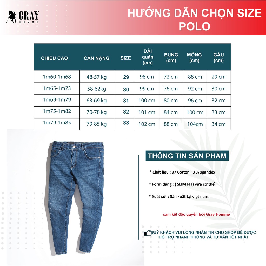 Quần Jean nam GrayHomme dáng Slimfit hơi ôm trẻ trung, thanh lịch, co giãn tốt - Nhiều màu | WebRaoVat - webraovat.net.vn