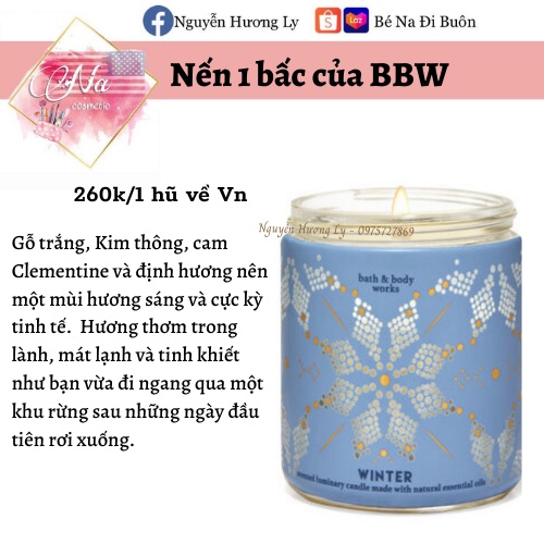 Nến thơm Bath and Body Works 1 bấc cao cấp, Nến tinh dầu thơm phòng mùi dễ chịu 198g