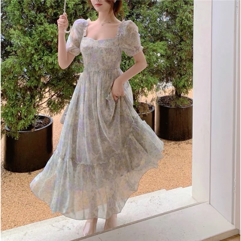 Đầm hoa nữ dáng dài tiểu thư thanh lịch - hàng chuẩn