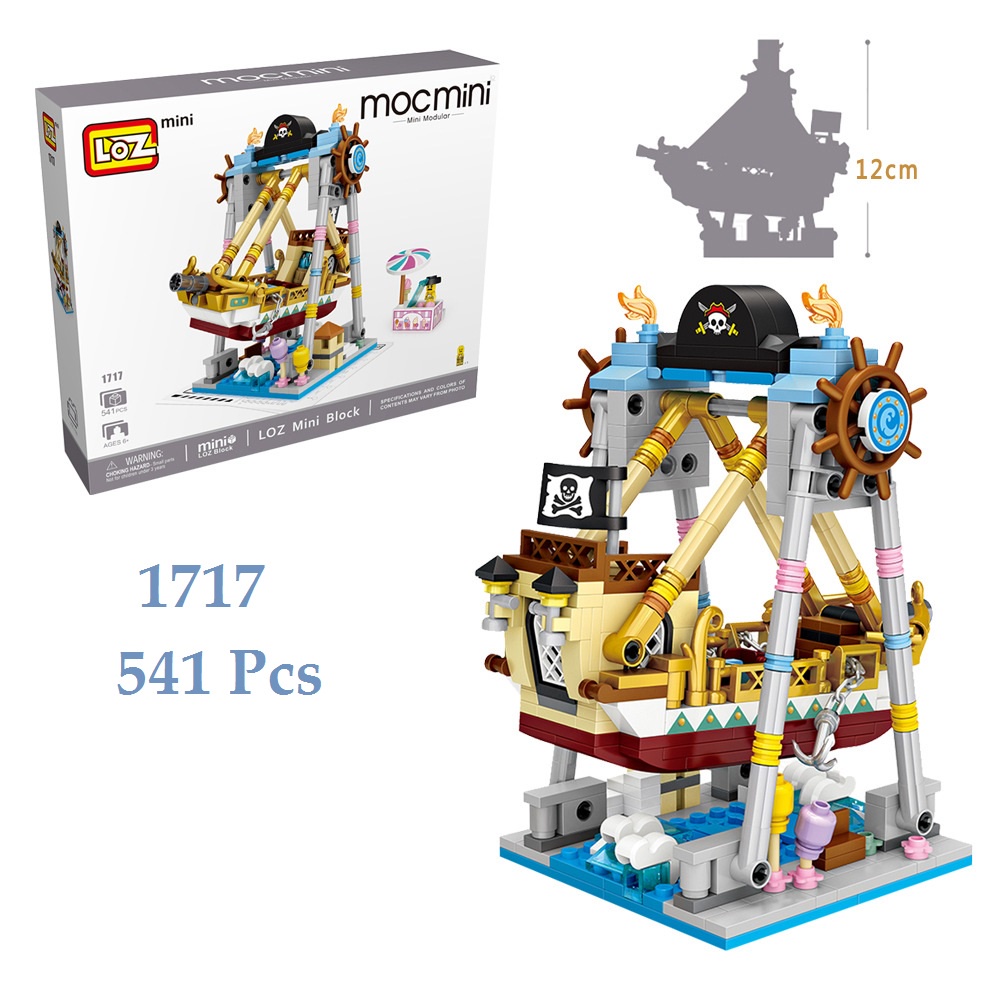 Đồ chơi lắp ráp building blocks LOZ mô hình động cơ-Pirate ship-ferris wheel-Rotating the plane-merry-goround-Doll