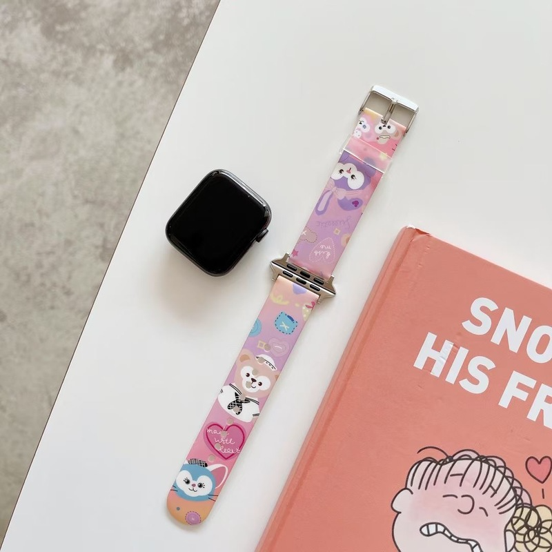 Dây đeo silicon in hoạt hình thích hợp cho đồng hồ thông minh Apple Watch dòng 1/2/3/4/5/6/Se Iwatch 38/40/42/44mm